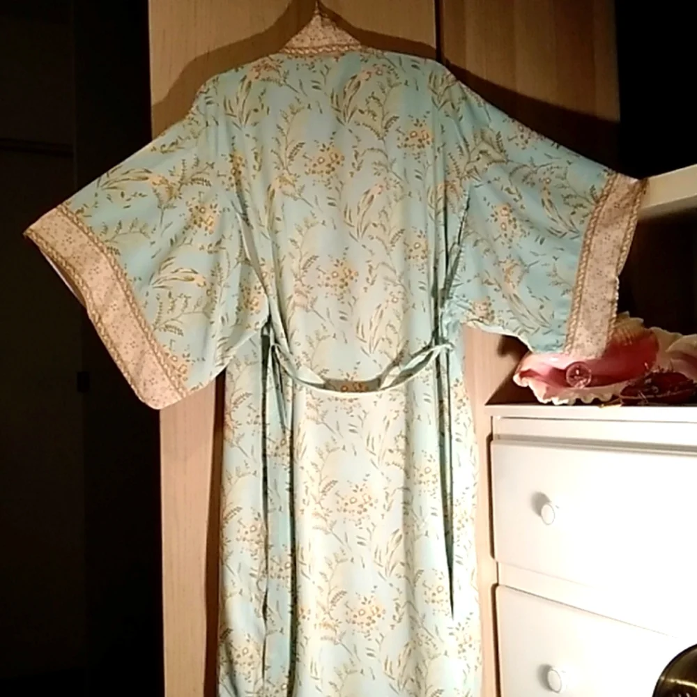 Cotton Maxi Kimono Robe Sz M - Picture 5 of 5